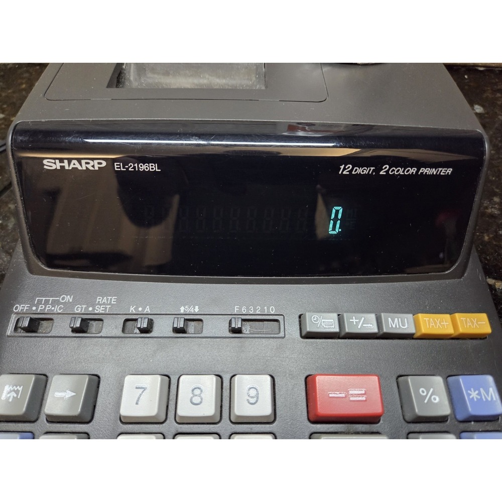 Sharp EL-2196BL Printing Calculator Desktop Adding Machine 12 Digit 2 Color - Picture 4 of 11